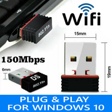 Load image into Gallery viewer, Wifi Mini Usb Adapter Wireless Dongle Adaptor 802.11 BGN Lan Network UK