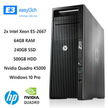 Load image into Gallery viewer, HP Z620 Workstation PC 2x 6 Core Xeon E5-2667 2.90GHz 64GB RAM 240GB SSD K5000