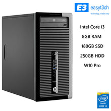 Load image into Gallery viewer, HP ProDesk 400 G1 MT Core i3-4160 8GB RAM 180GB SSD + 250GB HDD W10 DVD-RW