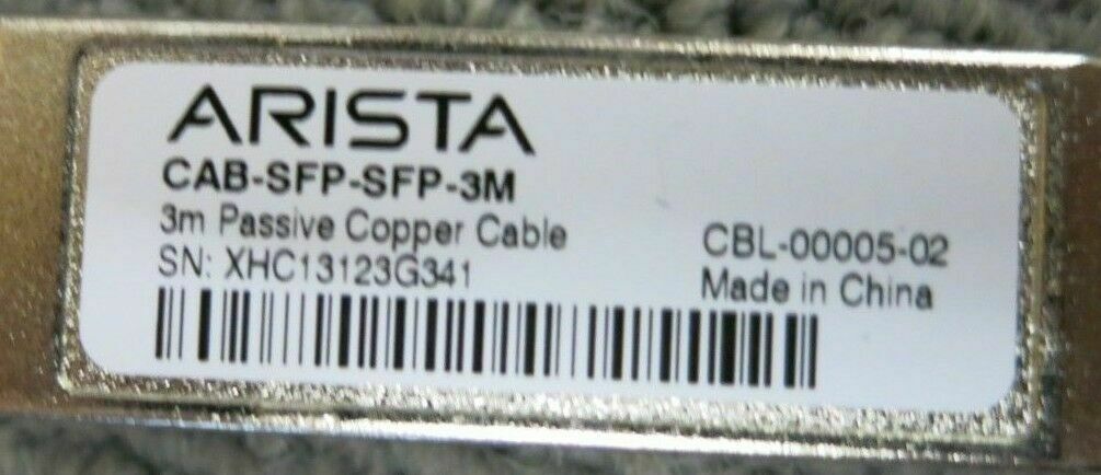 ARISTA CAB-SFP-SFP-3M Compatible 10G SFP+ Passive Copper DAC Twinax 3m Cable