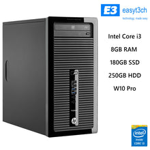 Load image into Gallery viewer, HP ProDesk 400 G1 MT Core i3-4160 8GB RAM 180GB SSD + 250GB HDD W10 DVD-RW
