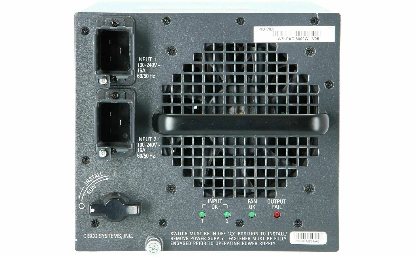 Cisco WS-CAC-6000W 6500 series 6000W AC Power Supply Networking PSU AA23340